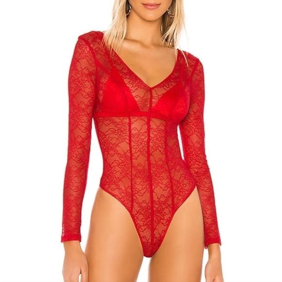 LOVERS + FRIENDS REVOLVE Pearson Bodysuit in Cherry Red Valentines Day - Picture 2 of 8